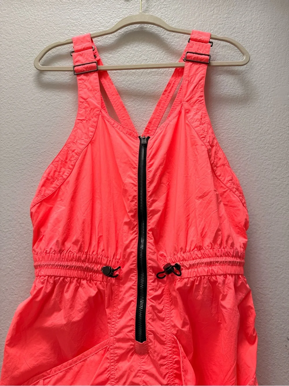 Free People Coral Neon/ orange Lightweight Utility Jumpsuit